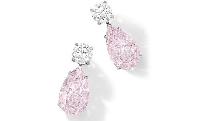 сережки с розовыми и белыми бриллиантами