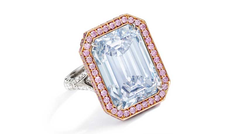 кольцо с голубым бриллиантом весом 14 карат