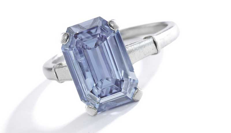 Кольцо с синим бриллиантом 3,47 карата
