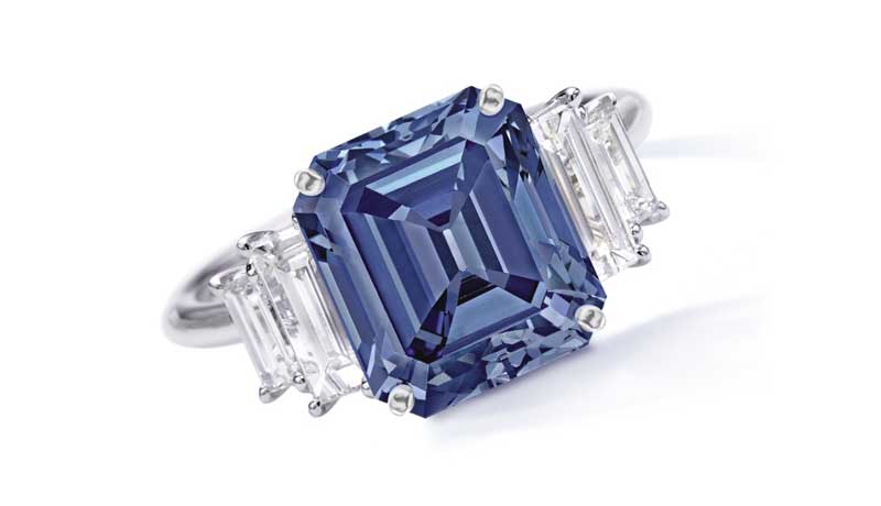 Кольцо с 5 каратным синим бриллиантом